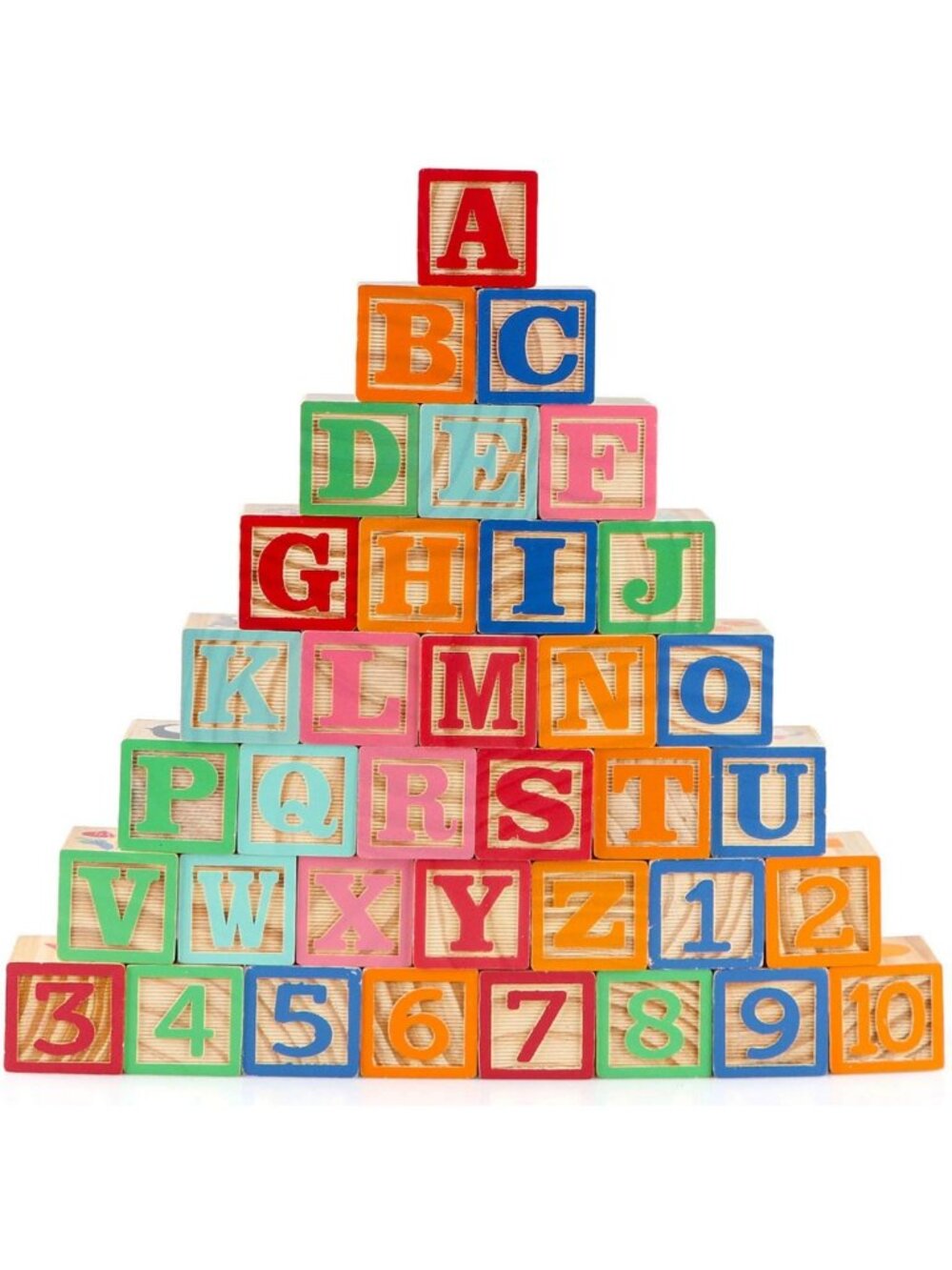 36 PCS Wooden ABC Building Blocks - Educational Stacking Toy for Toddlers 1-3
